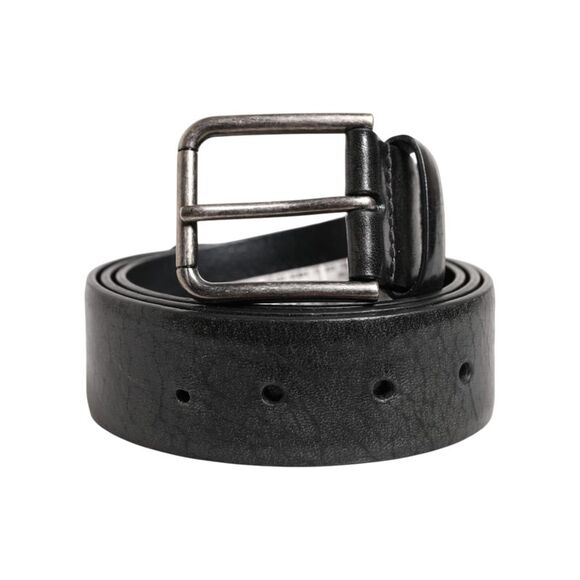 Dolce & Gabbana Black Classic Leather Metal Buckle Men's Belt